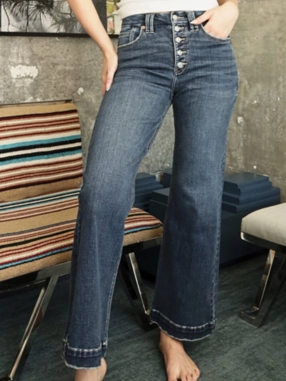 ARTEMIS VINTAGE Women's EUC Button-Fly High Rise Wide Leg Jeans | Size 5/26 - Picture 4 of 14